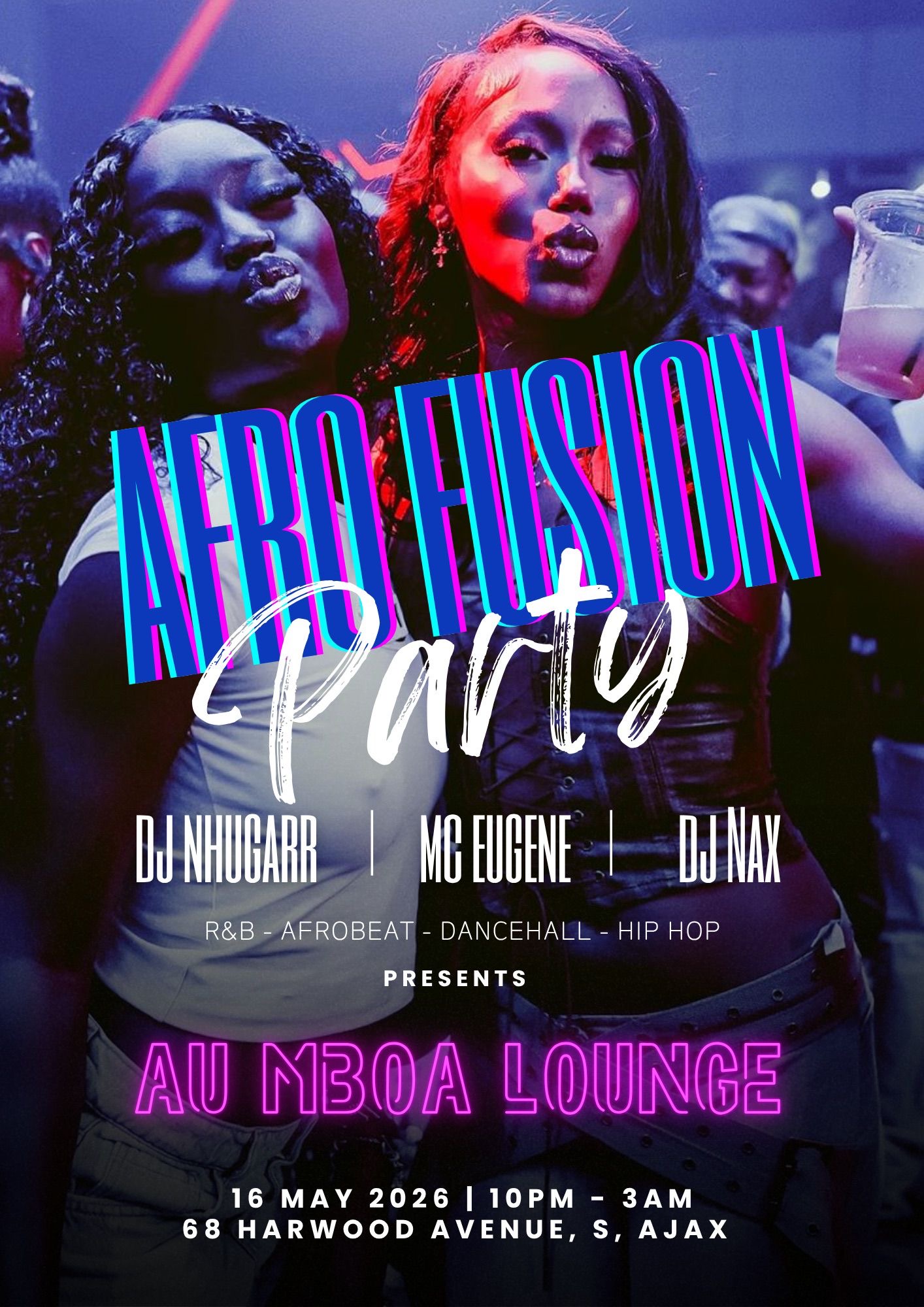Au Mboa Afro Fusion night flyer