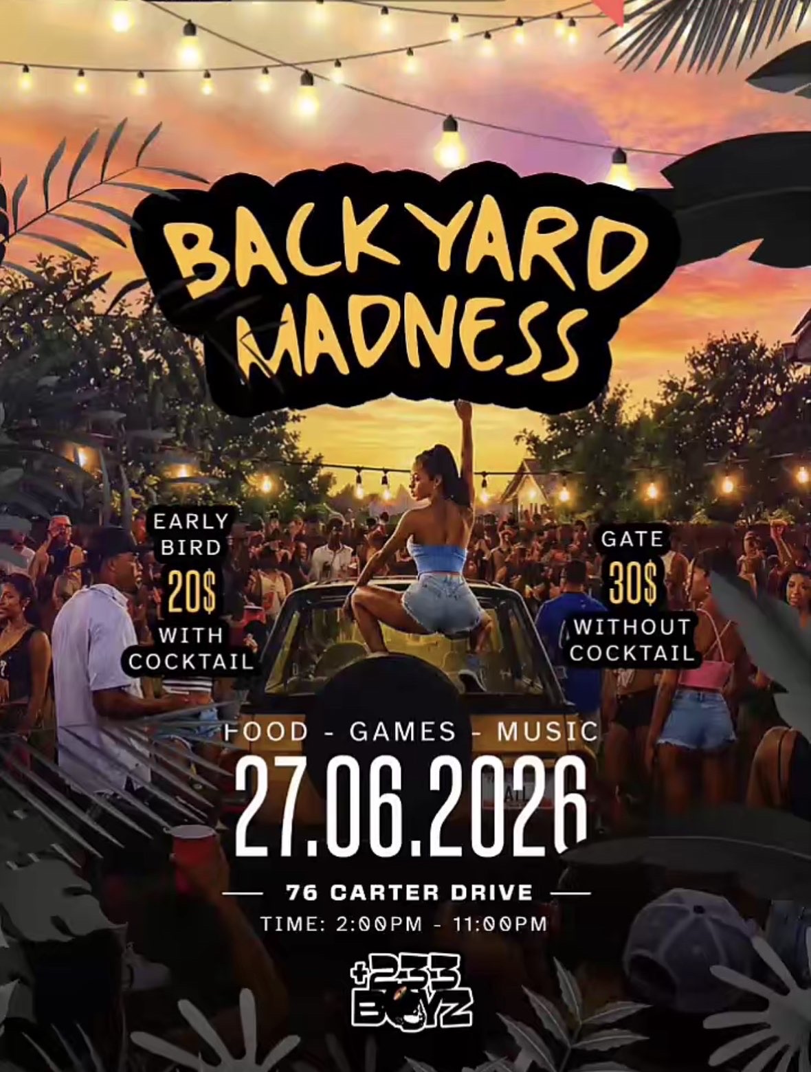Backyard Madness event flyer
